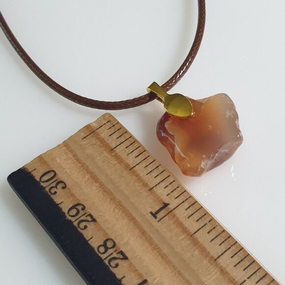 Polished Carnelian Pendant Necklace Lobster Clasp Healing Stone Beach Core - Picture 4 of 4